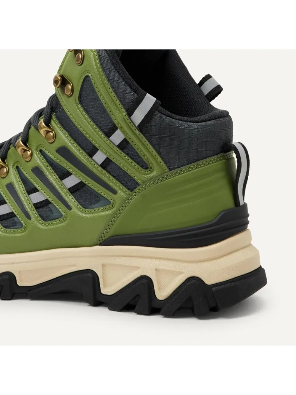 Men's Grey Olive Waterproof Shoes Casual High Top Round Toe Non Slip Hiking Boot